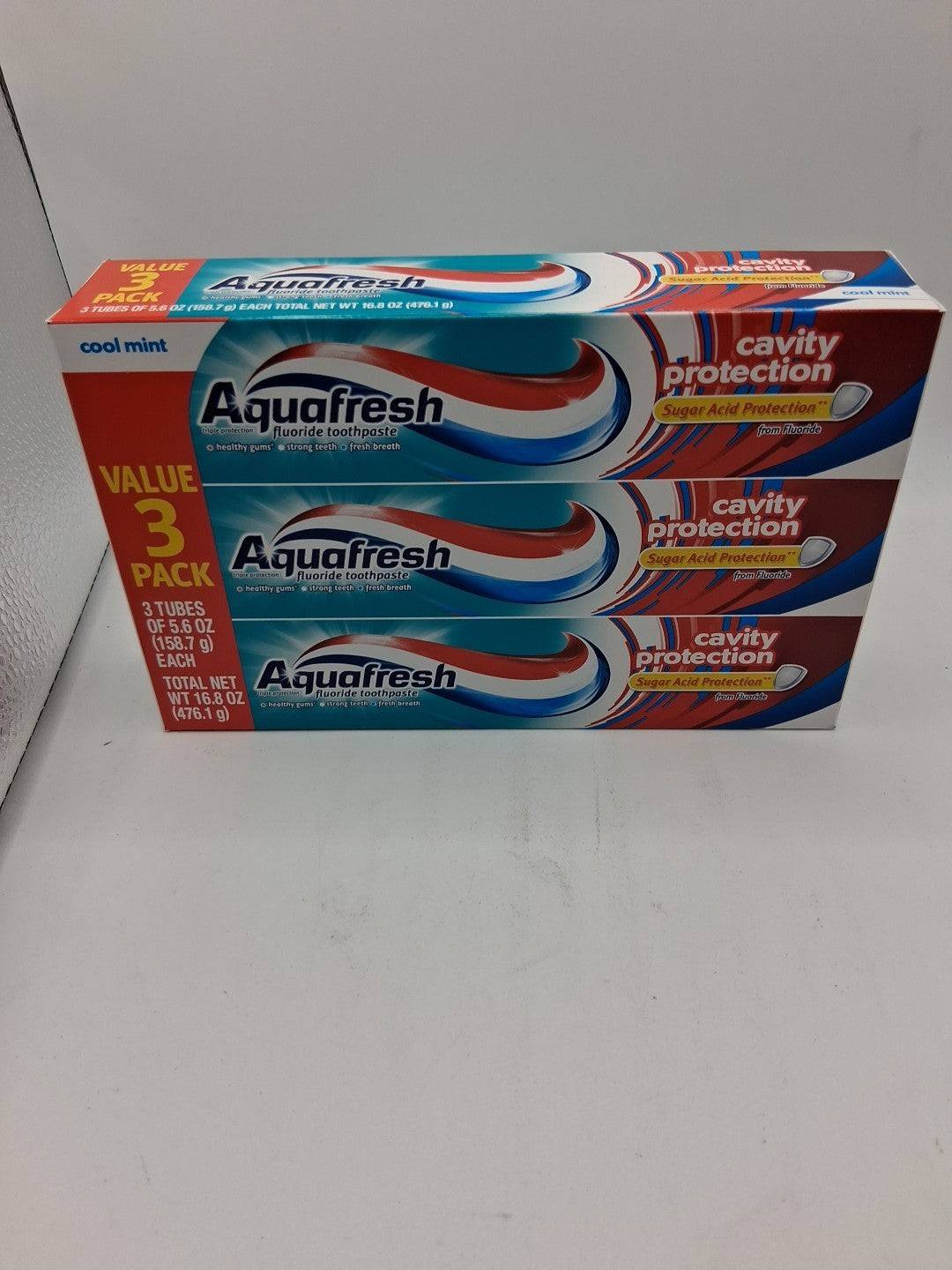 Aqua Fresh Cool Mint Fluoride Toothpaste - Cavity Protection, 6 Tubes