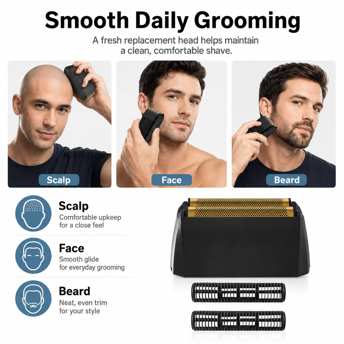 Replacement Shaver Head Foil for Wahl 5 Star Series Vanish Shaver 8173-700 – 3 Pack