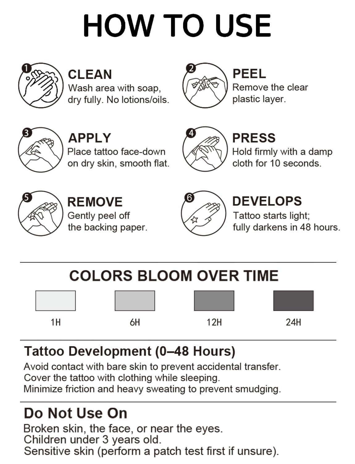 Semi-Permanent Tattoo Sheets - Realistic Spade Designs, 2 Sheets