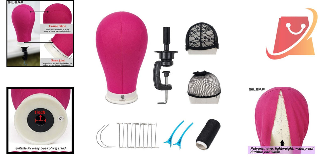 22 Inch Pink Canvas Mannequin Head for Wig Styling & Display