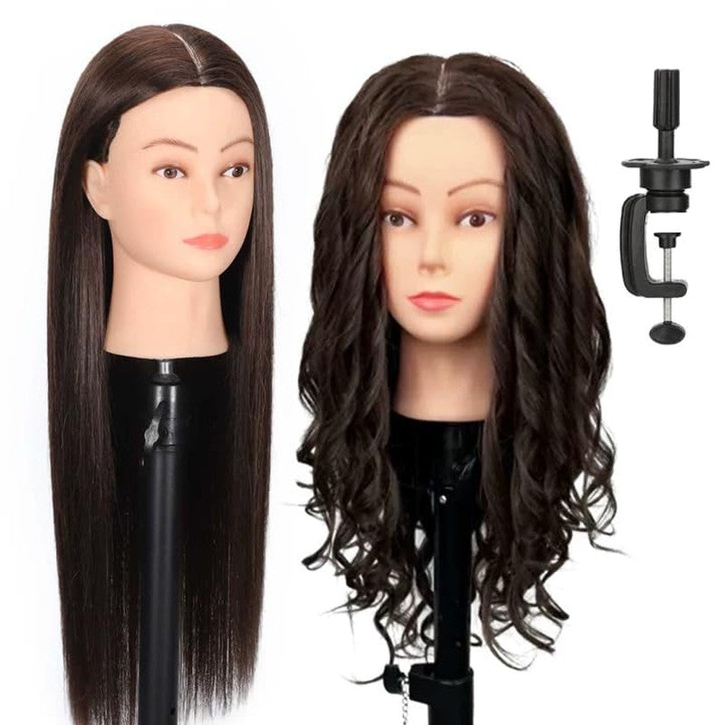 22-Inch Mannequin Head for Cosmetology with Human Hair Doll Head