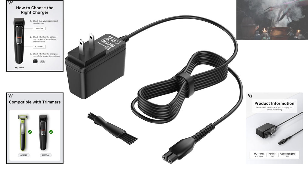 4.3V Trimmer Charger with 5FT Cable - Travel-Friendly Power Adapter