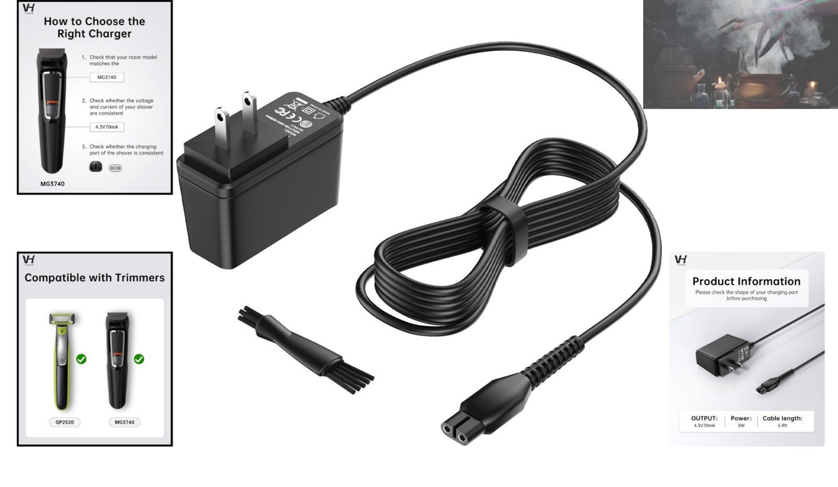 4.3V Trimmer Charger with 5FT Cable - Travel-Friendly Power Adapter