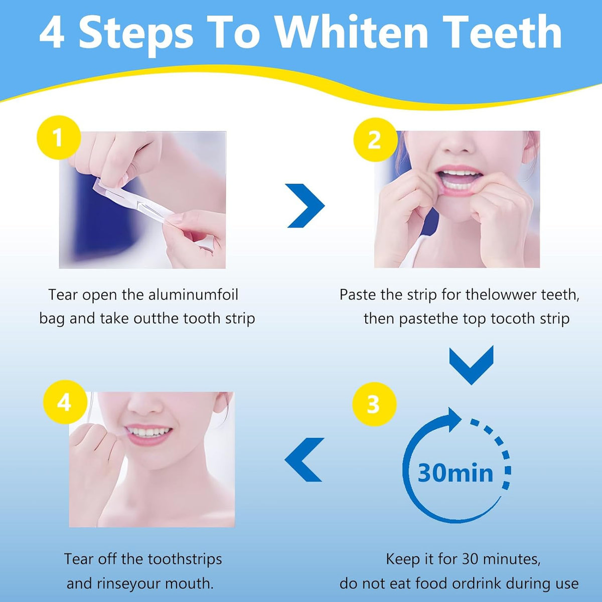 Sensitive Strips - 42 Dental Whitening Bands with Safe Antimancha Technology
