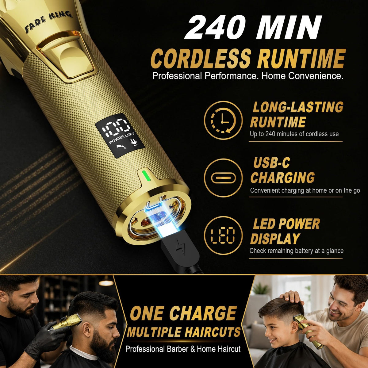 Cordless Hair Clippers & Trimmer Kit for Men - Professional Grooming Set
