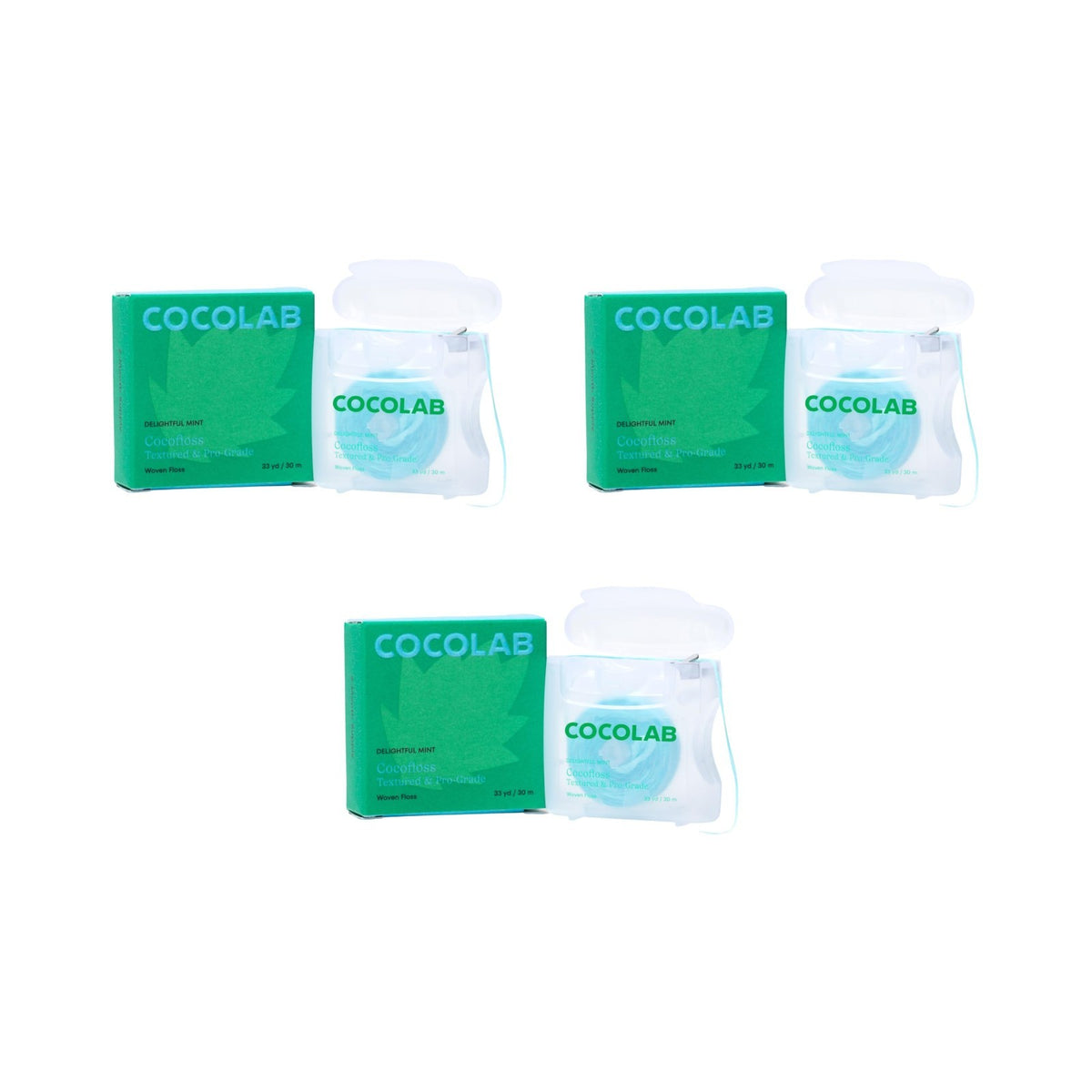 Mint Scented Expanding Woven Dental Floss 3-Pack - Reusable Refillable Dispenser