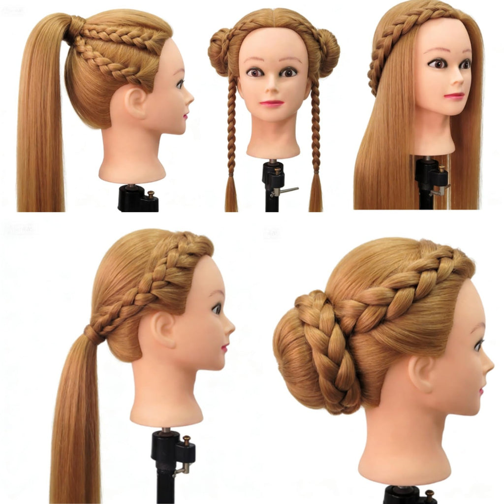 Mannequin Head with Hair for Braiding and Hair Styling Practice - Black