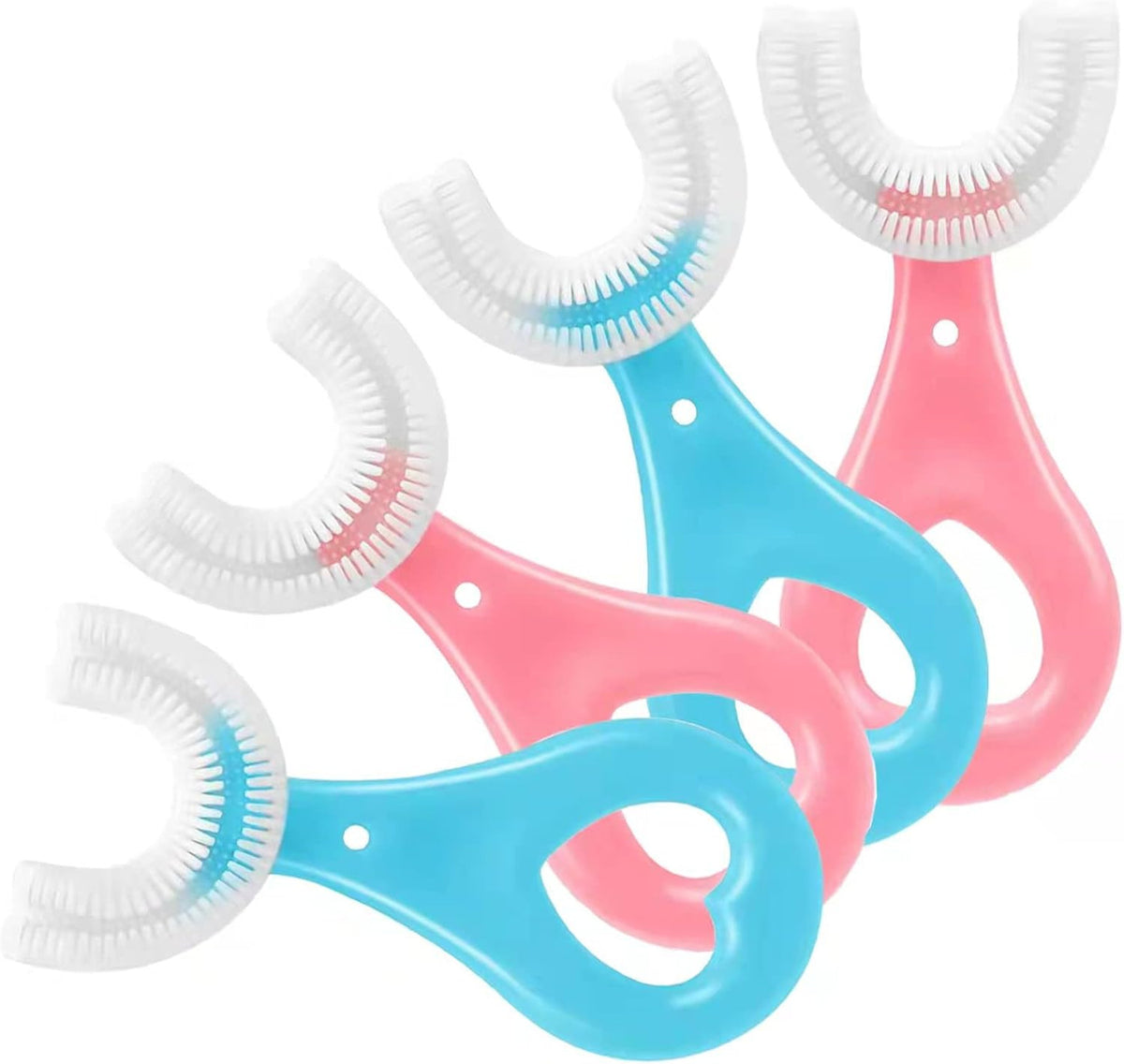 Kids U-Shaped Silicone Toothbrush 4 Pack - Gentle 360° Oral Cleaner