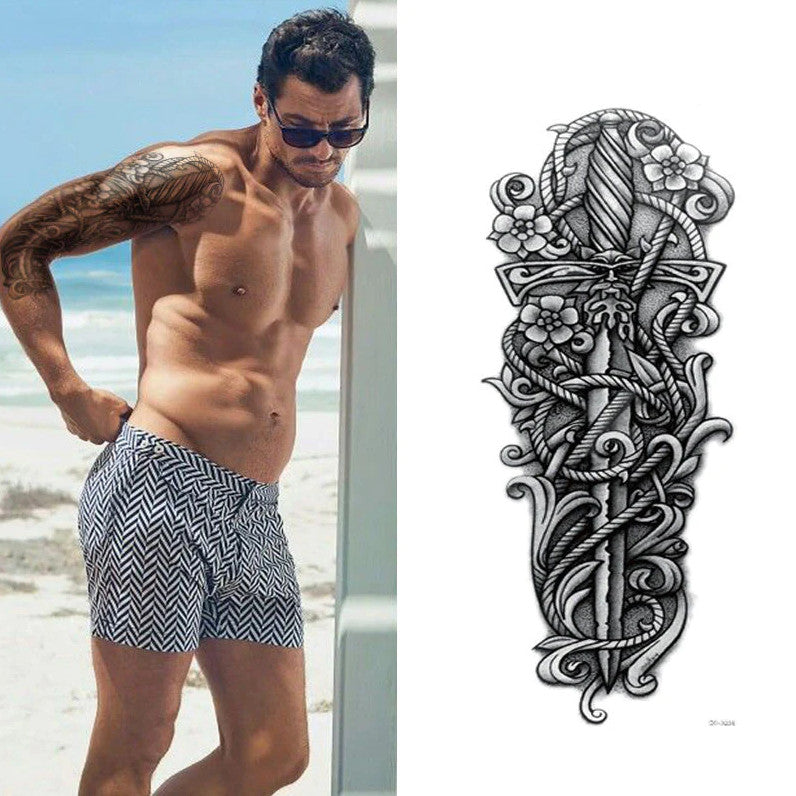 Large Temporary Body Art Arm Tattoo Sleeve 5Pcs Waterproof, 48x17 cm