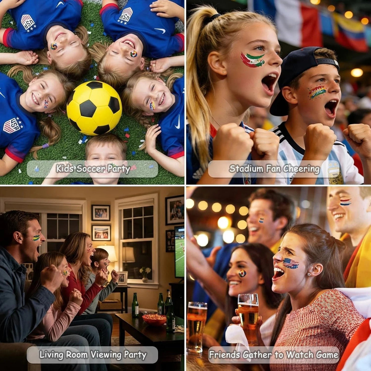 Temporary Soccer Tattoos Set - 45 Vibrant Oil Painting Style Assorted Designs