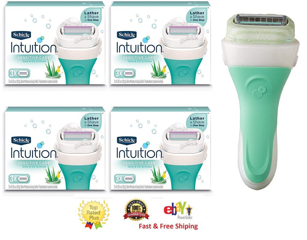 Schick Intuition Sensitive Care Razor Refill Cartridges 12-Pack with Handle