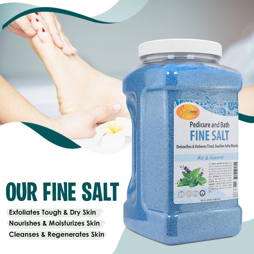 Spa Redi Mint & Eucalyptus Bath Salt for Pedicure & Relaxation 128oz