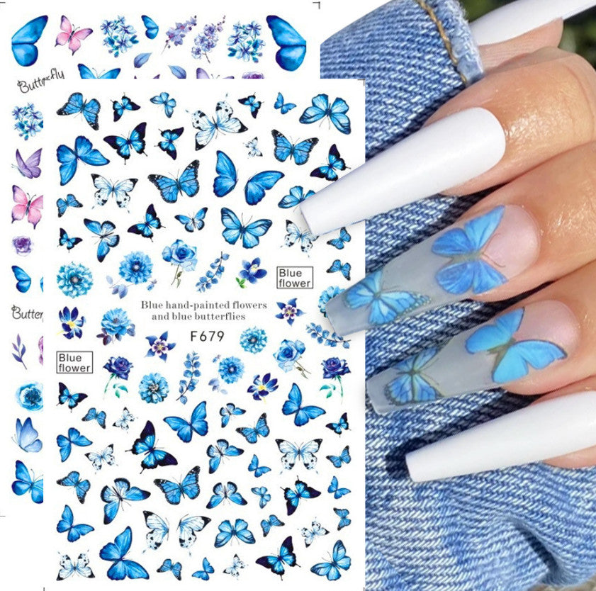 3D Nail Stickers Decals Butterfly Rose Flower Cheetah Print for Nail Art