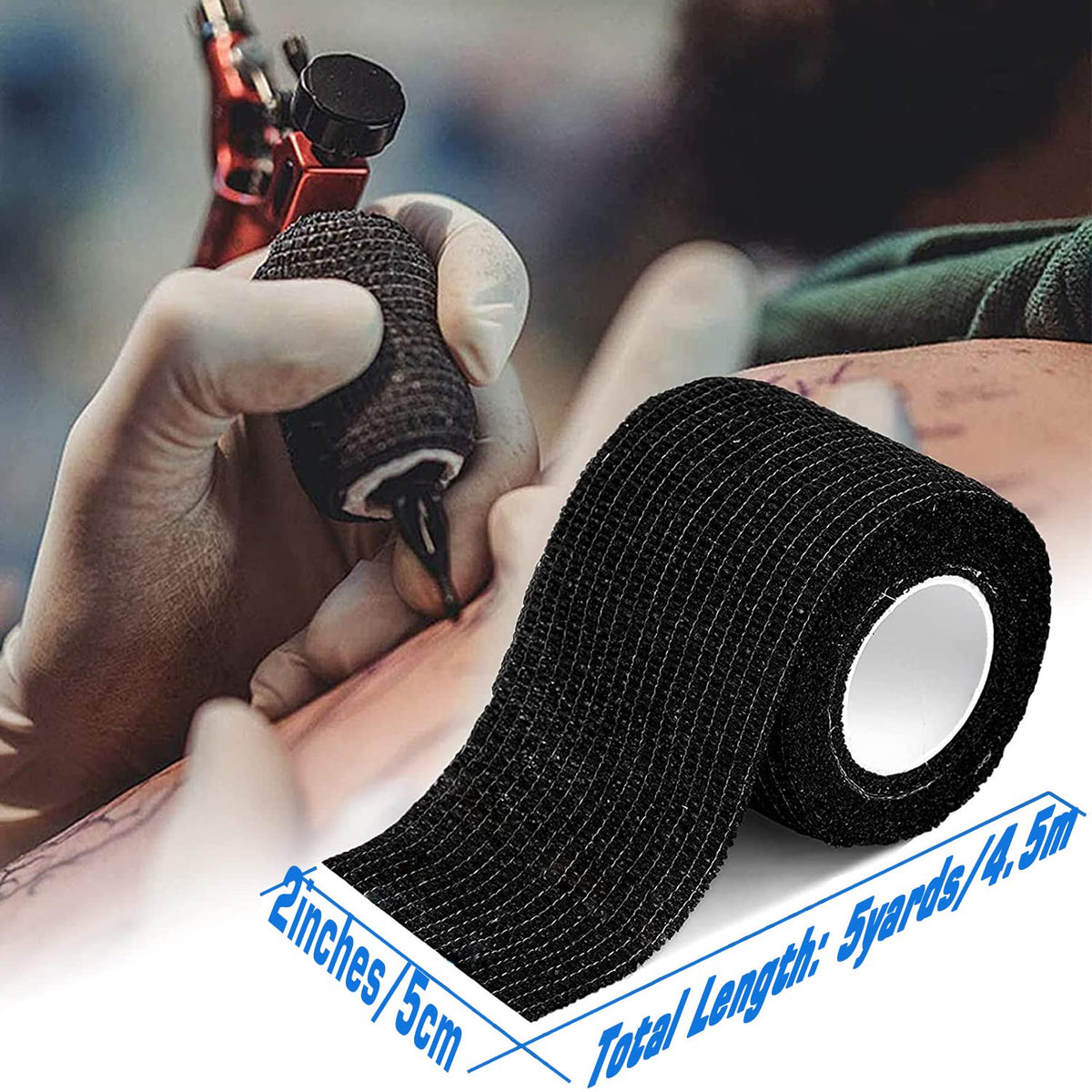 Large Tattoo Machine Covers 200Pcs with Black Pen Bags + 4Pcs Disposable Grip Tape
