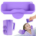Portable Kids Hair Washing Station Silicone Basin with Rinse Cup - Purple