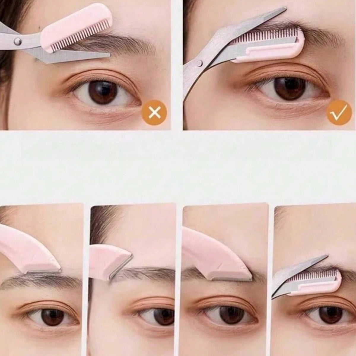 Unisex Eyebrow Grooming Kit with Scissors Comb Razor Stainless Steel