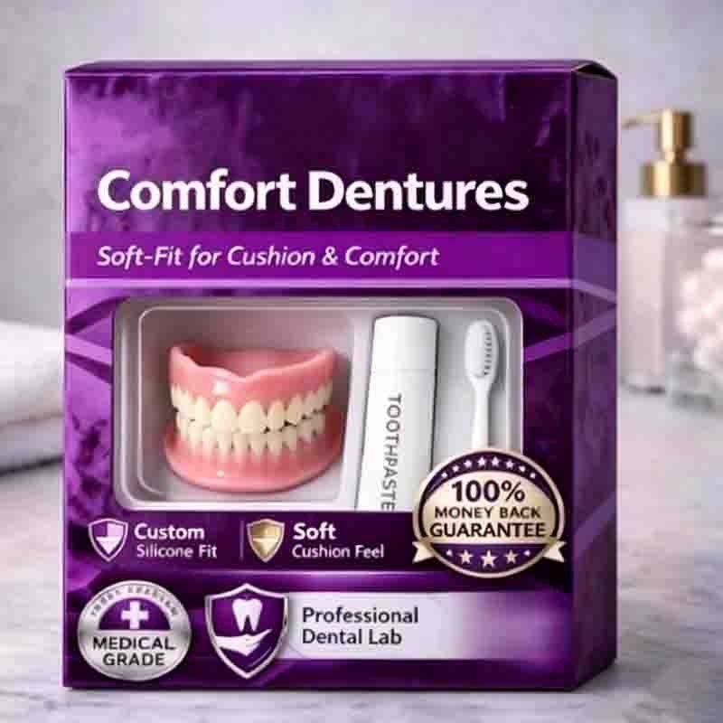 Moldable Silicone Dentures Set Upper & Lower False Teeth Instant Smile