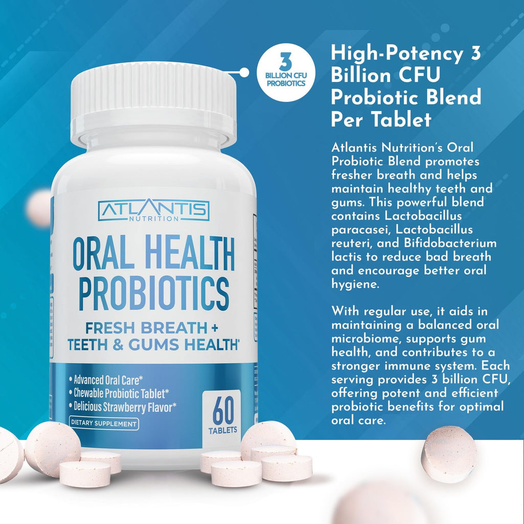 Oral Probiotics Chewables for Teeth and Gums - 60 Count, Supports Fresh Breath and Oral Health