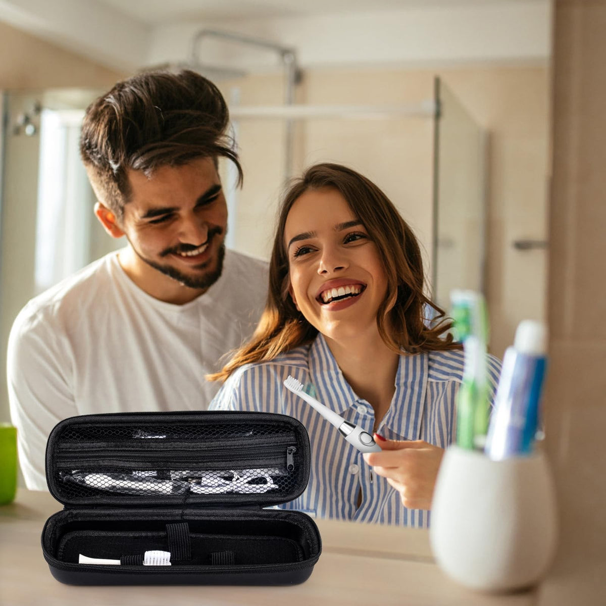 Electric Toothbrush Travel Case for Oral-B & Philips Rechargeable Brushes - Waterproof & Portable