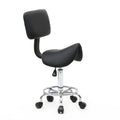 PU Leather Adjustable Rolling Stool with Backrest and 360° Swivel