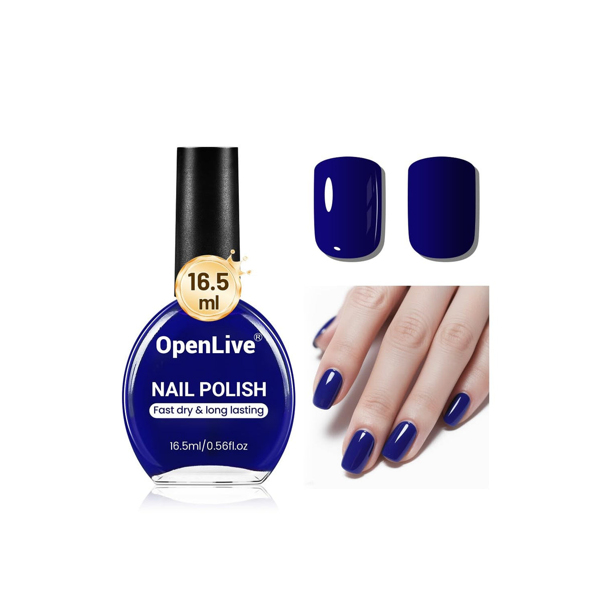 Dark Blue Fast Dry Nail Polish 16.5ml Long Lasting & High Gloss Finish
