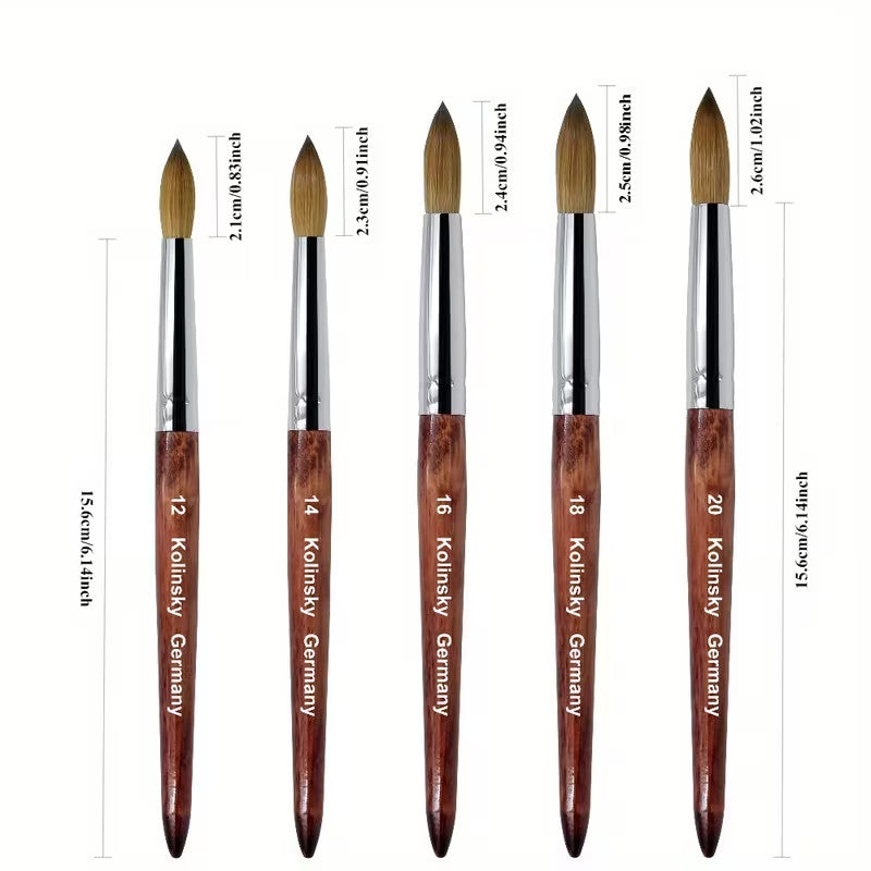 Professional Kolinsky Acrylic Nail Brush - Round, Multiple Sizes