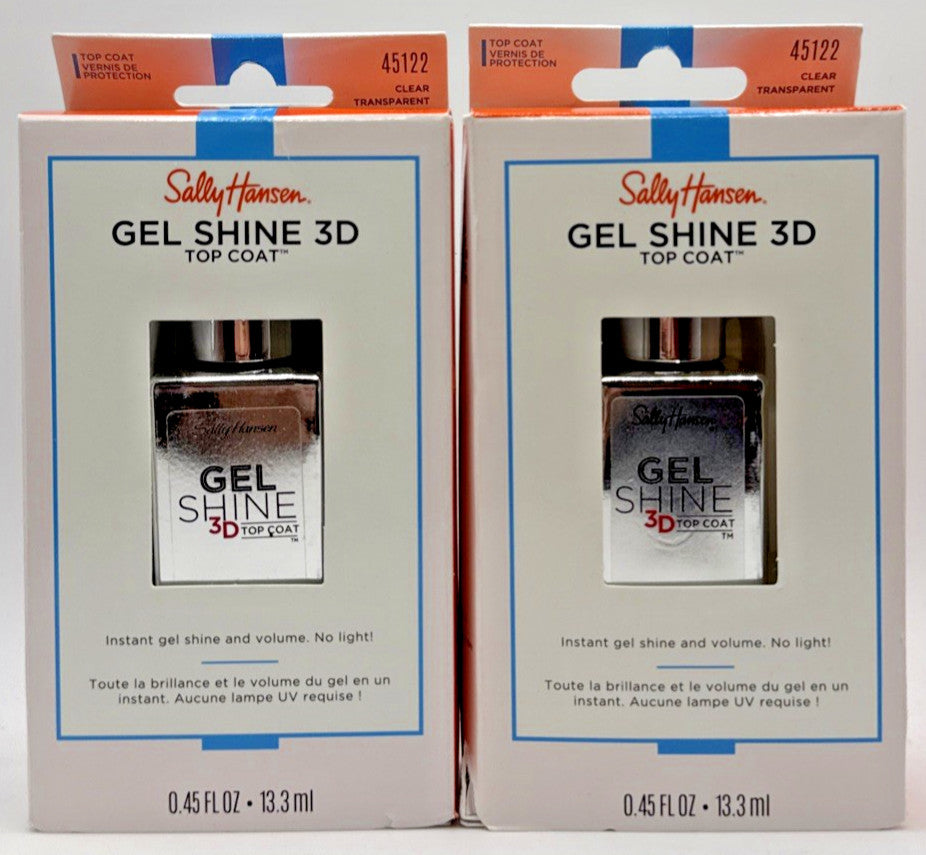 2 Pack Gel Shine 3D Top Coat Clear Nail Polish - 0.45 Fl Oz