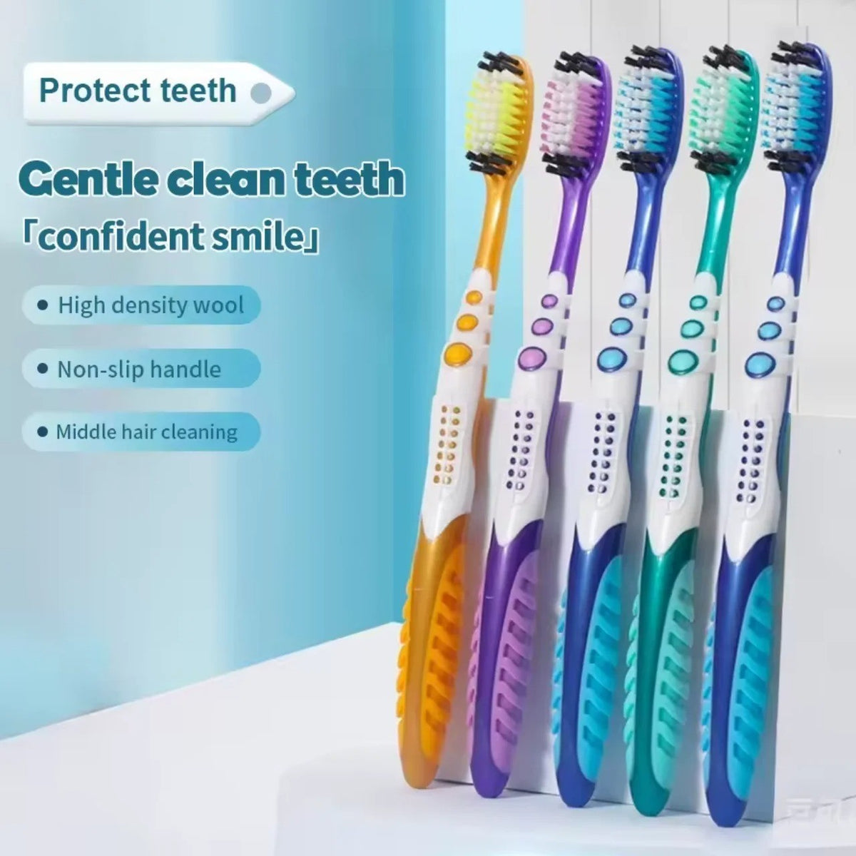 4 Pack Adult Manual Toothbrushes for Oral Cleaning - Soft Bristles, Individually Packaged