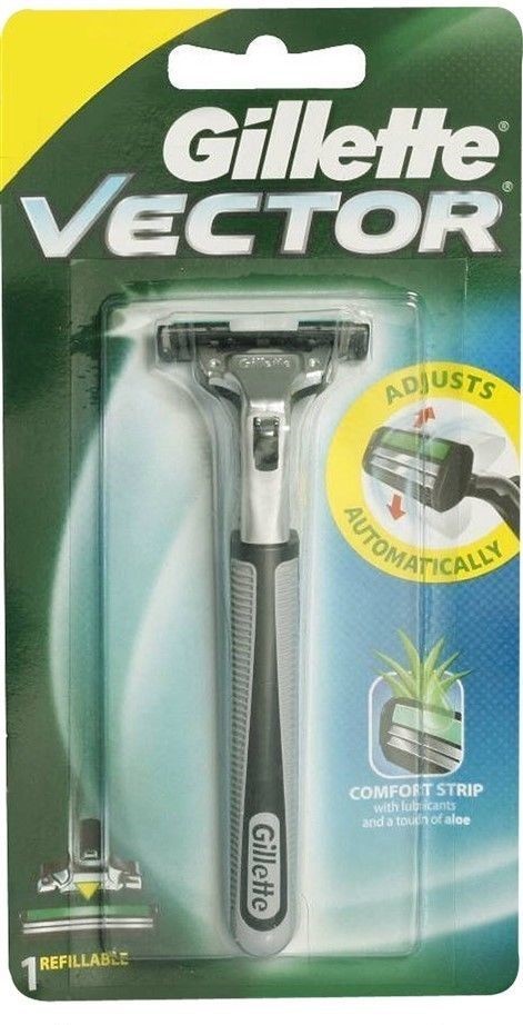 Gillette Vector Razor Handle & Refill Cartridge Compatible with Atra Plus