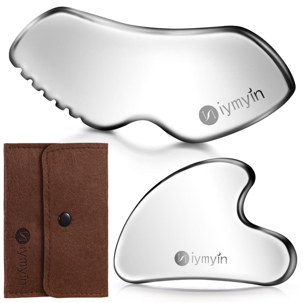 Stainless Steel Gua Sha Facial Tools Set for Face & Body - Silver