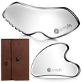 Stainless Steel Gua Sha Facial Tools Set for Face & Body - Silver