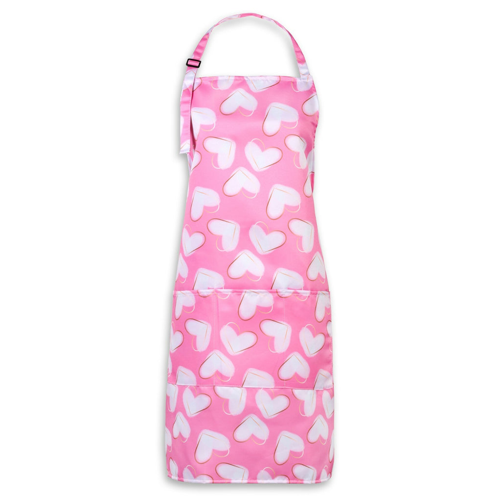 Pink Heart Bib Apron Waterproof Bleach Proof for Hairdressers & Food Service