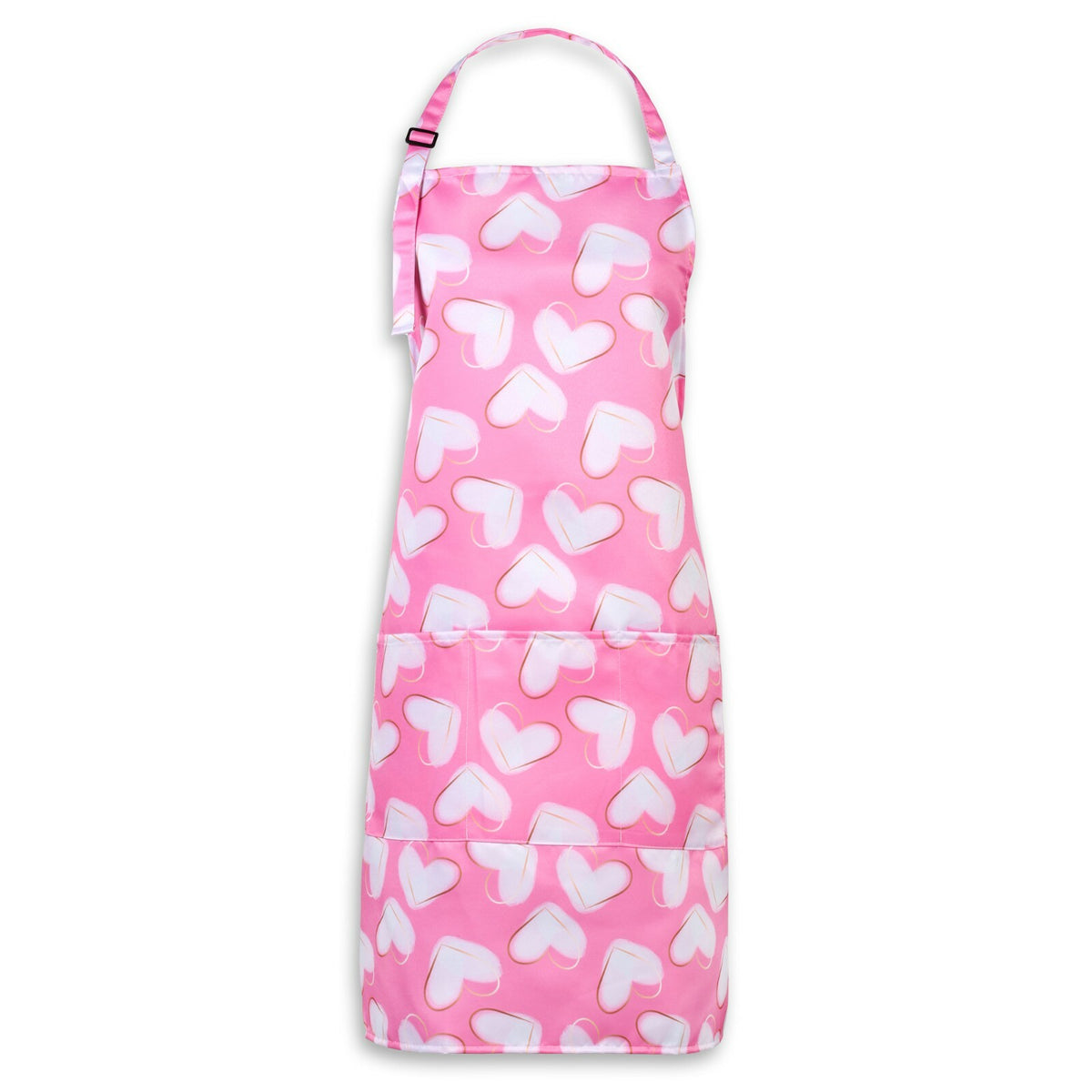 Pink Heart Bib Apron Waterproof Bleach Proof for Hairdressers & Food Service