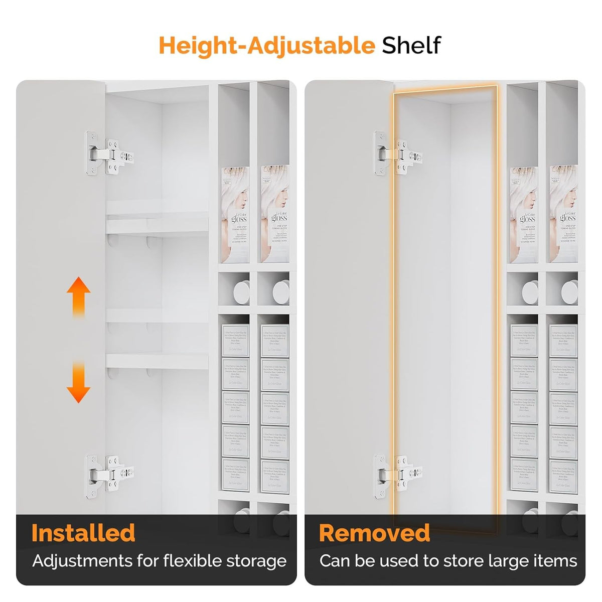 Wall-Mounted Hair Color Organizer with Adjustable Shelves for Salon Storage