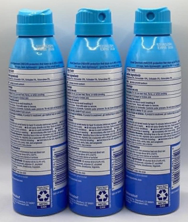 SPF 50 Sunscreen Spray - 3 Pack, 5.5 oz Each, Water-Resistant