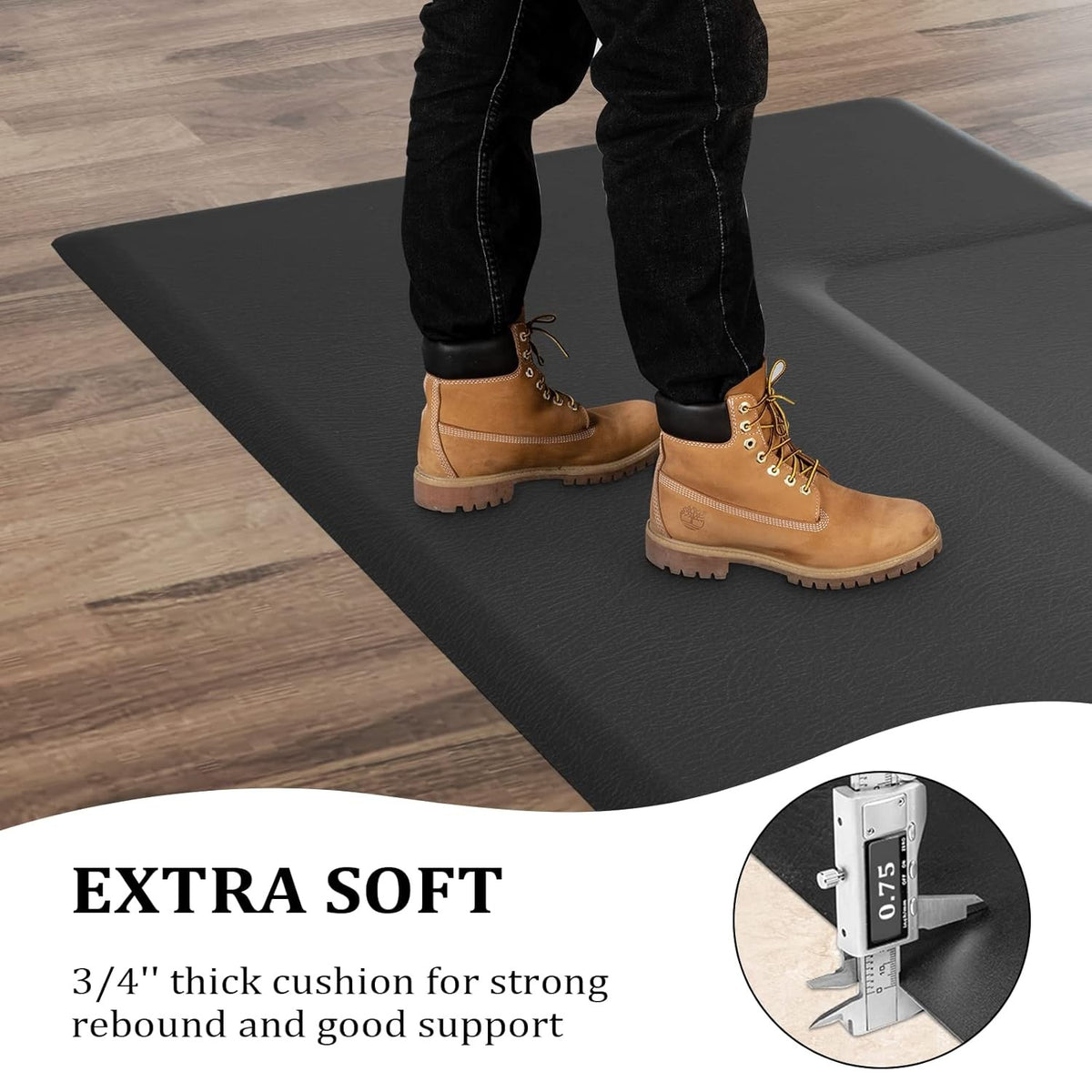 Anti-Fatigue Salon Floor Mat 3x5 Feet with Square Cutout, 3/4 Inch Thick