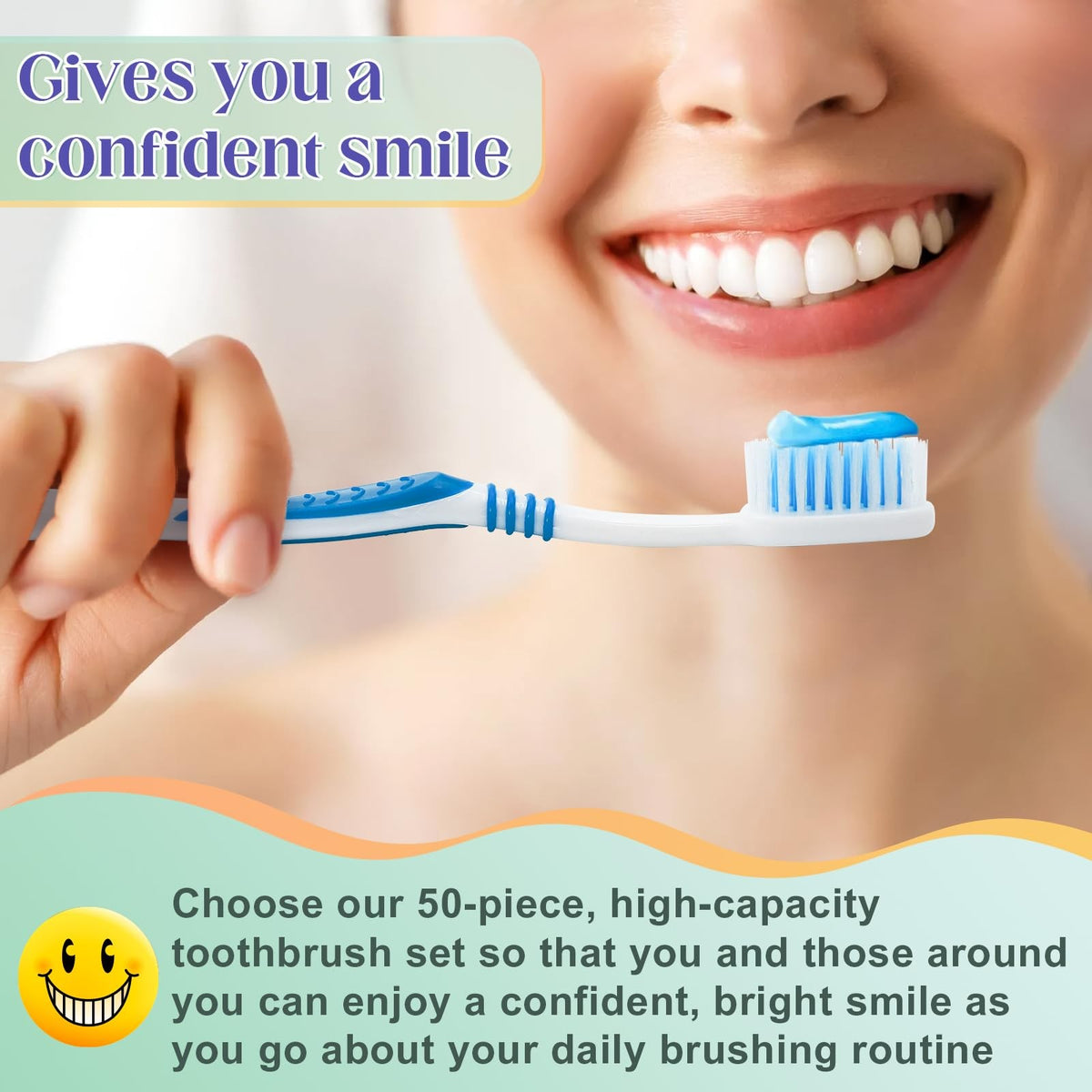 Disposable Toothbrush Pack 50 Count Soft Bristle Individually Wrapped