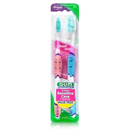 Sensitive Toothbrush with Ultra-Soft Bristles & Ergonomic Handle - 2 Pack