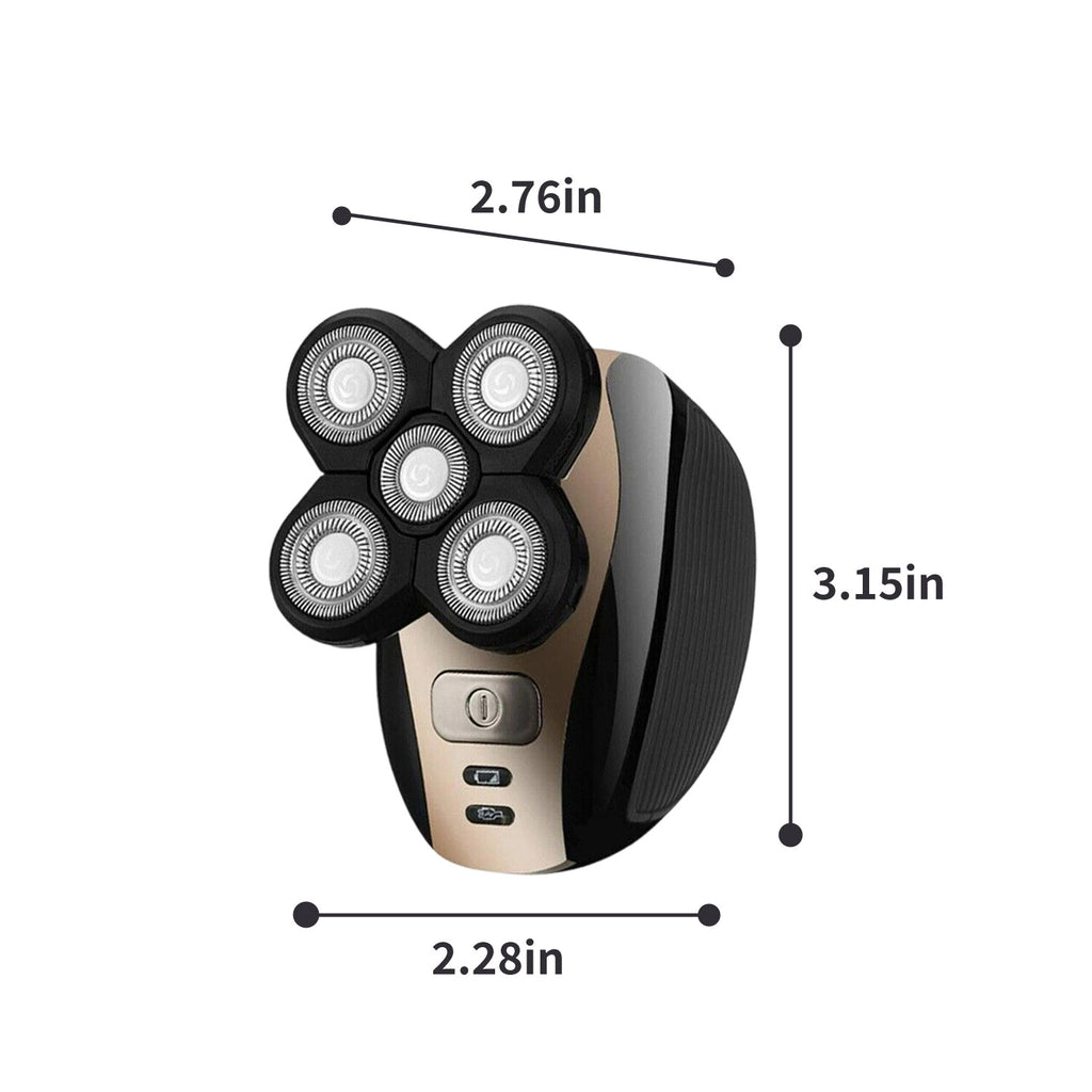 5-in-1 Rotary Electric Shaver for Bald Head and Face Trimming, Rechargeable