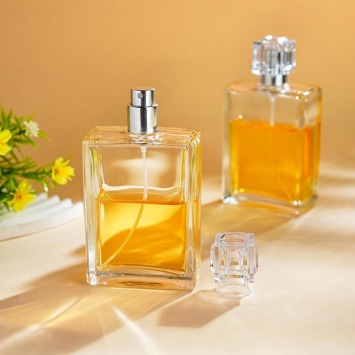 Refillable Glass Perfume Spray Bottles 100ml - 2 Pack Fine Mist Cologne Containers