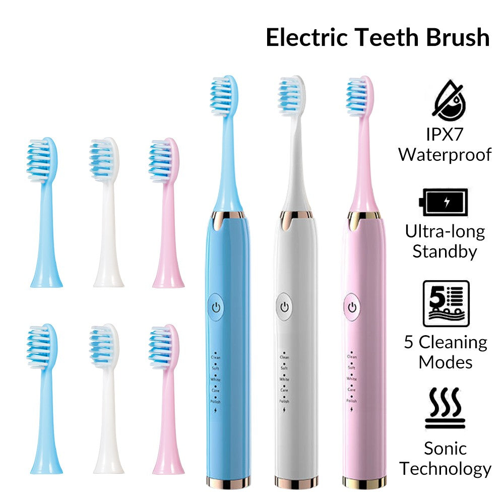 Electric Toothbrush with 5 Cleaning Modes, USB Rechargeable, Waterproof