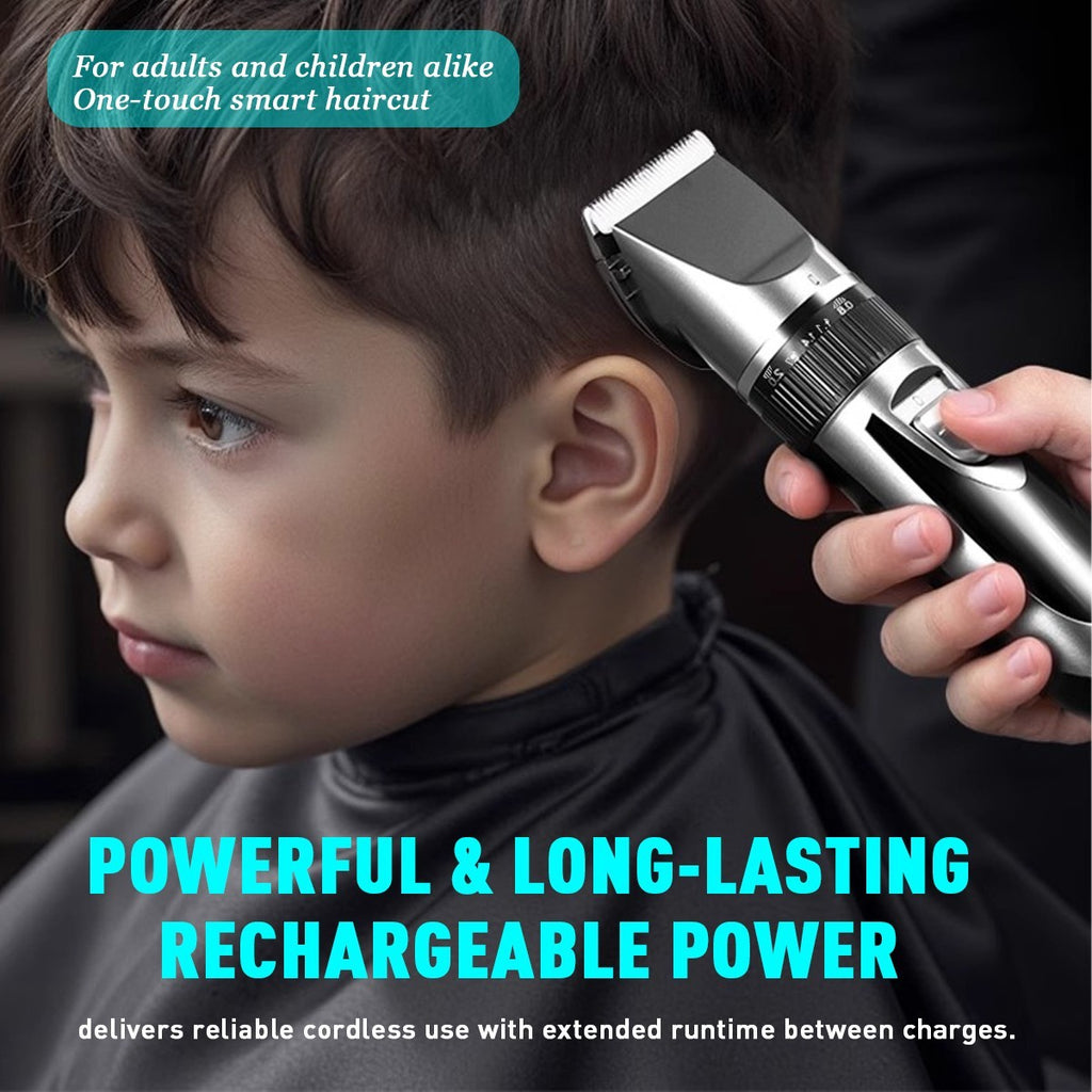 Cordless Rechargeable Hair Clippers Kit with LCD Display & Adjustable Length