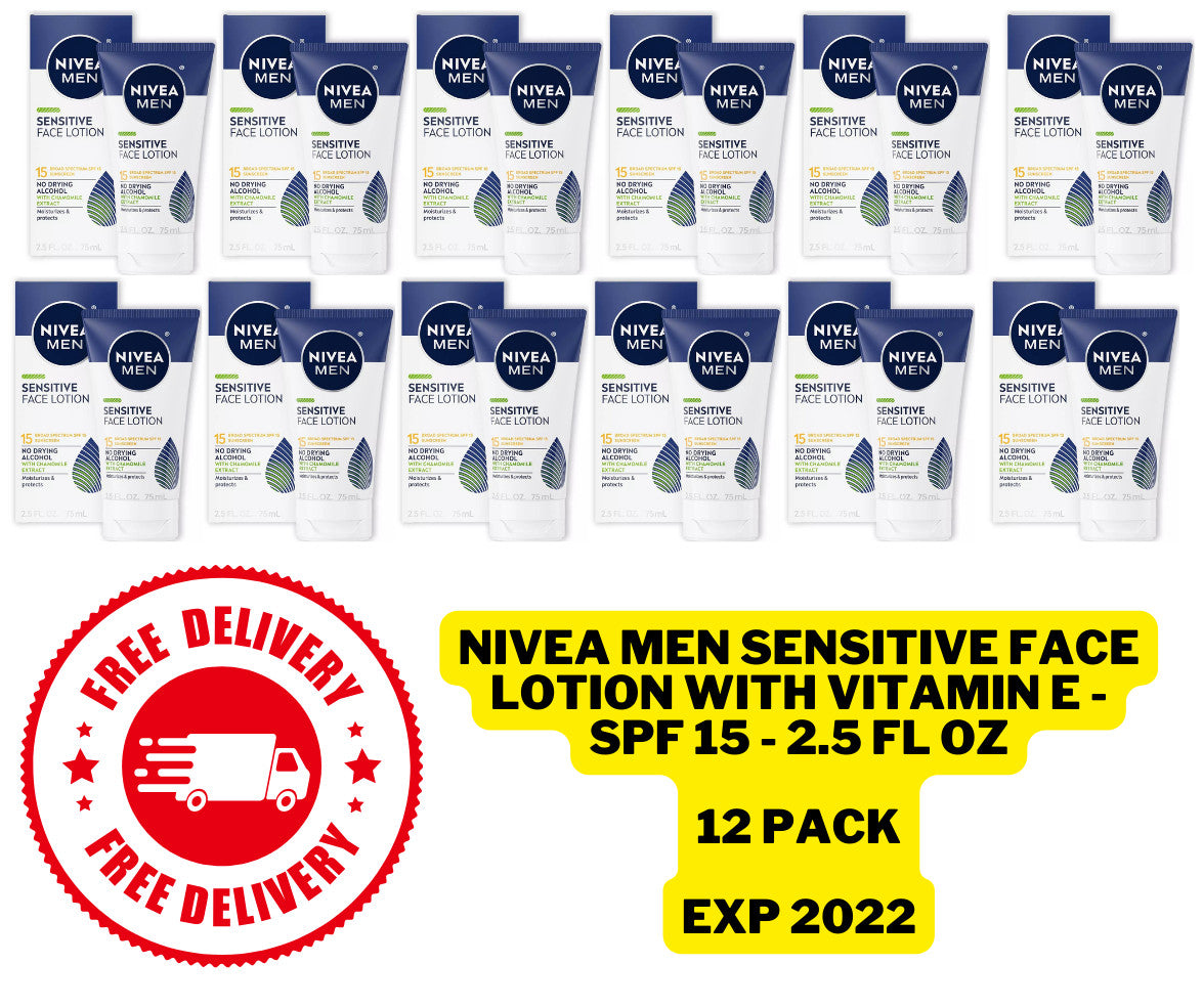Nivea Men Sensitive Face Lotion SPF 15 - 2.5 oz, Pack of 12