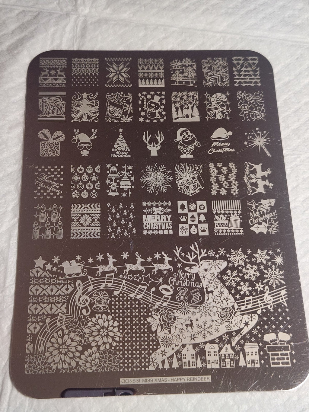 Large Nail Stamping Plate - Miss Xmas Reindeer Holiday Design