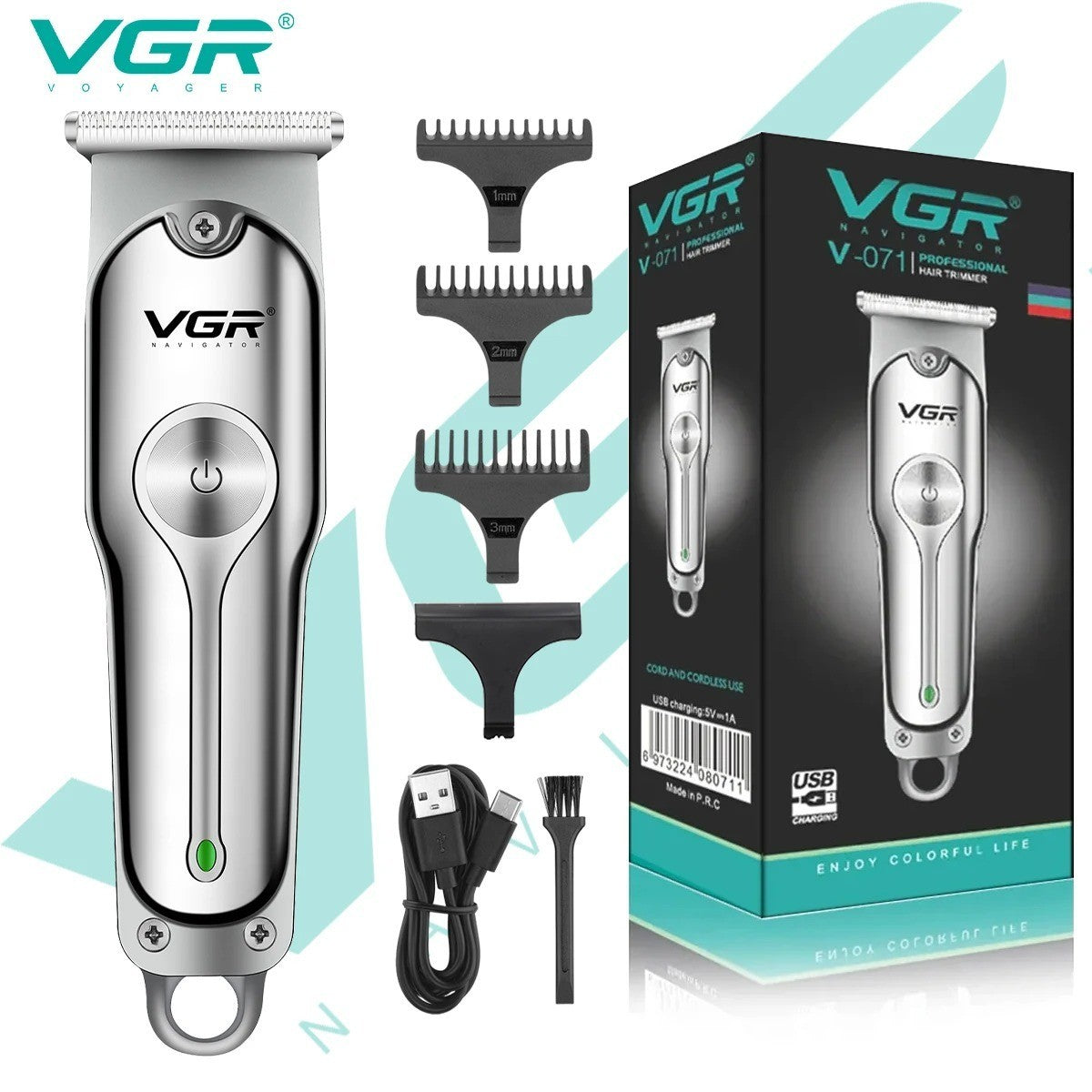 Professional Cordless Hair Trimmer with T-Blade and USB Charging