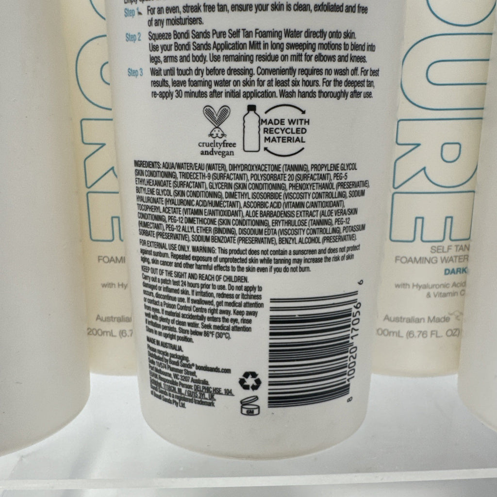 Self Tan Foaming Water Dark - Pack of 5, Hydrating Sunless Tanning Spray