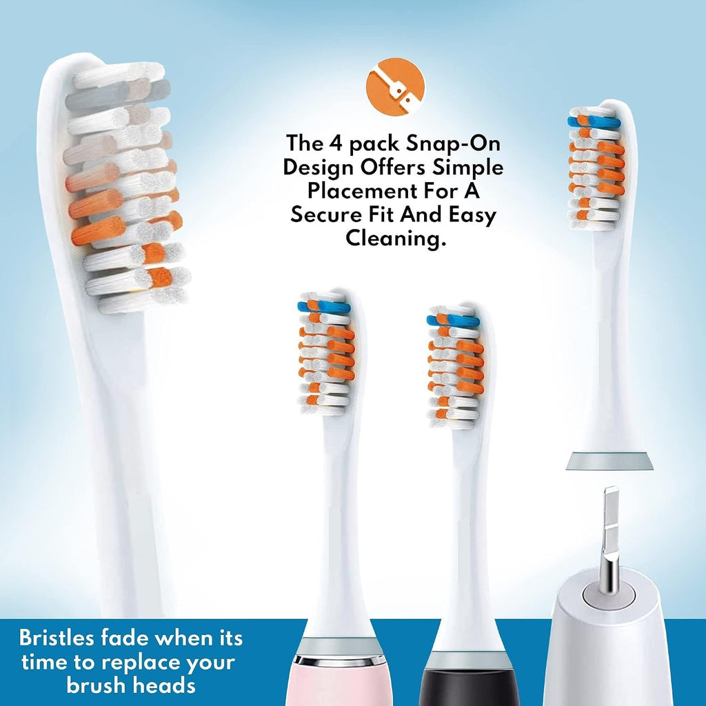 Gentle Extra Soft Toothbrush Replacement Heads for Sensitive Gums - Pack of 4