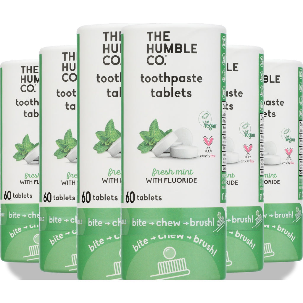 Fresh Mint Fluoride Toothpaste Tablets - 60 Count, 6 Pack