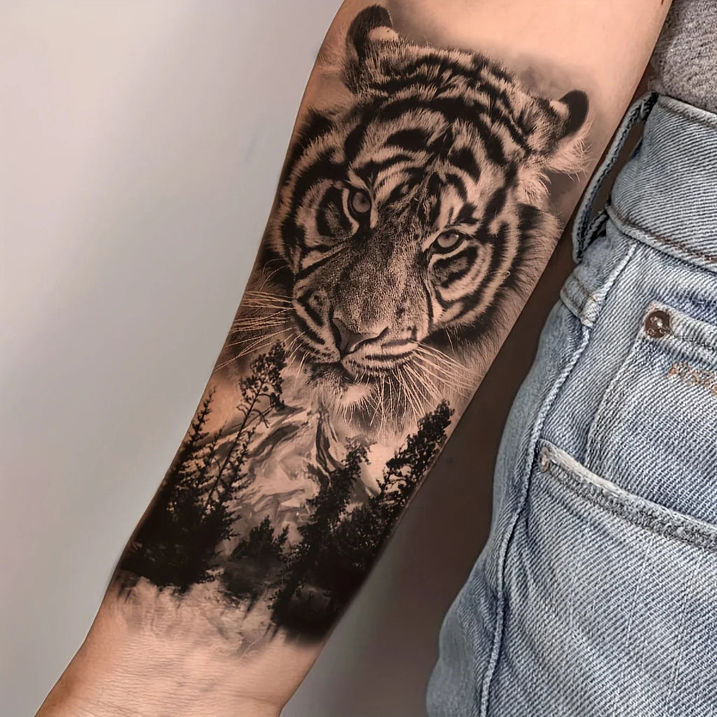 Large Realistic Tiger Tattoo Sticker | Temporary Body Art for Men & Women