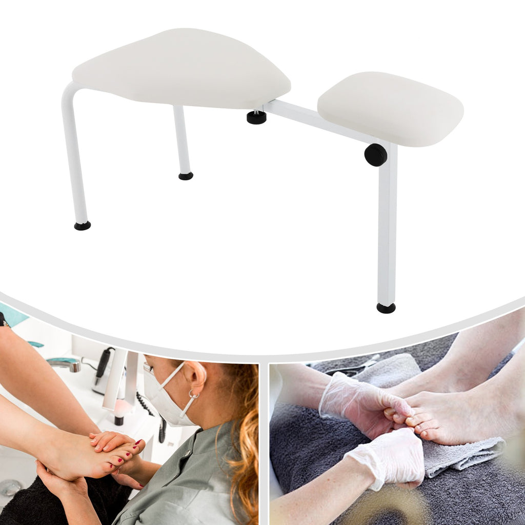 Adjustable Pedicure Stool with Foot Rest - Salon Spa Chair White
